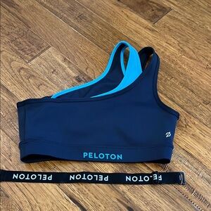 Peloton Blue Sports Bra Asymmetrical Design